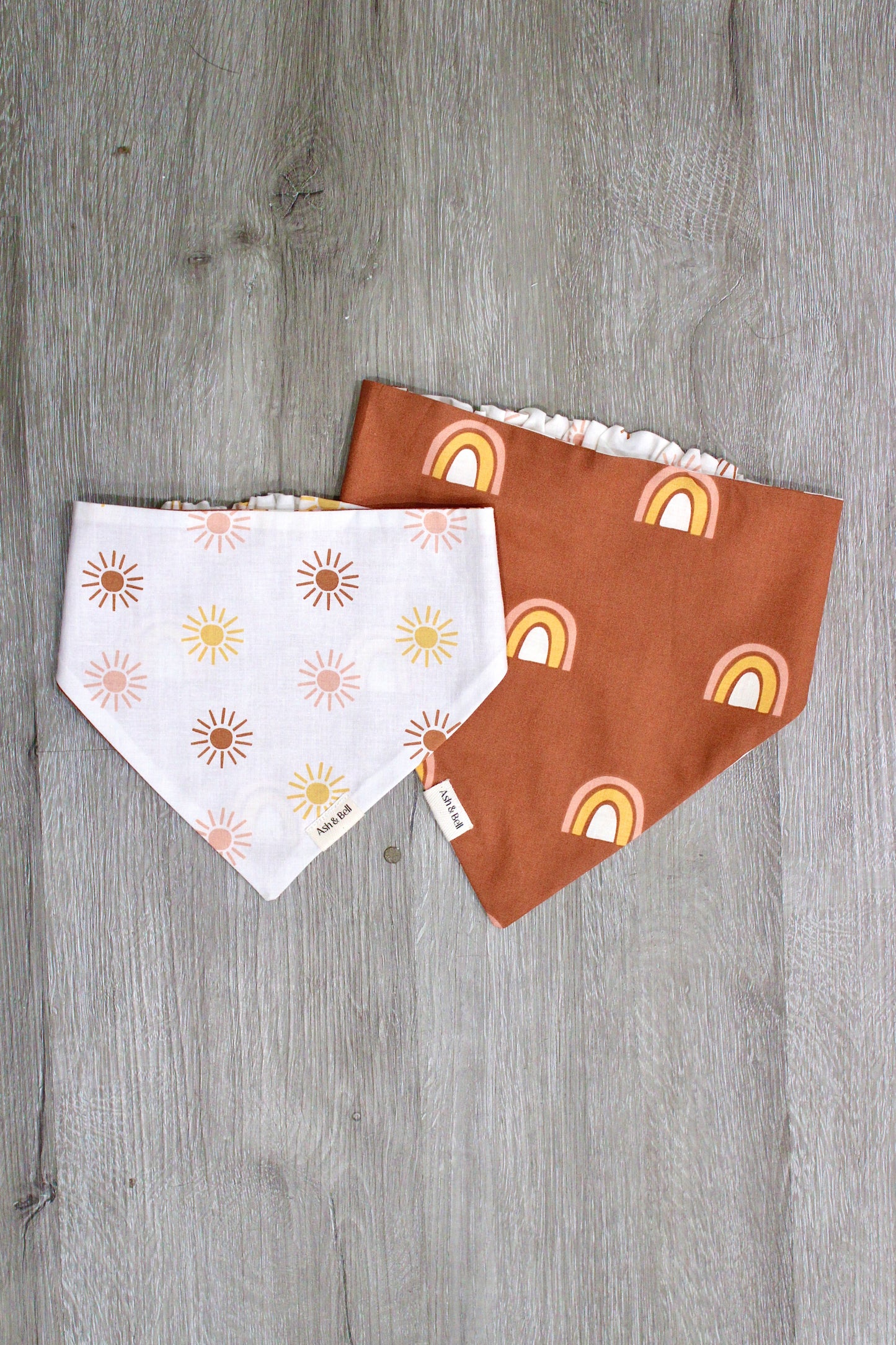 Boho Sunrise and Rainbow Scrunchie Pet Bandana