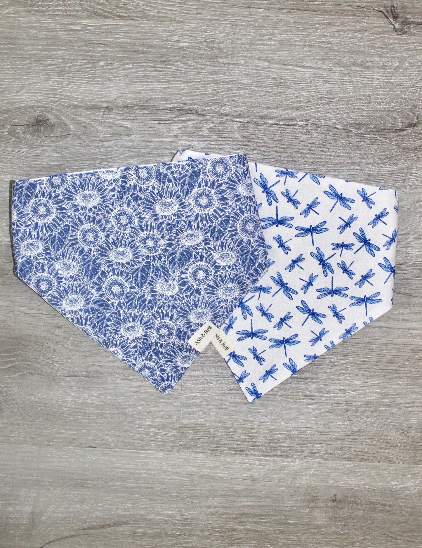 Navy Dragonflies and Sunflowers Scrunchie Pet Bandana