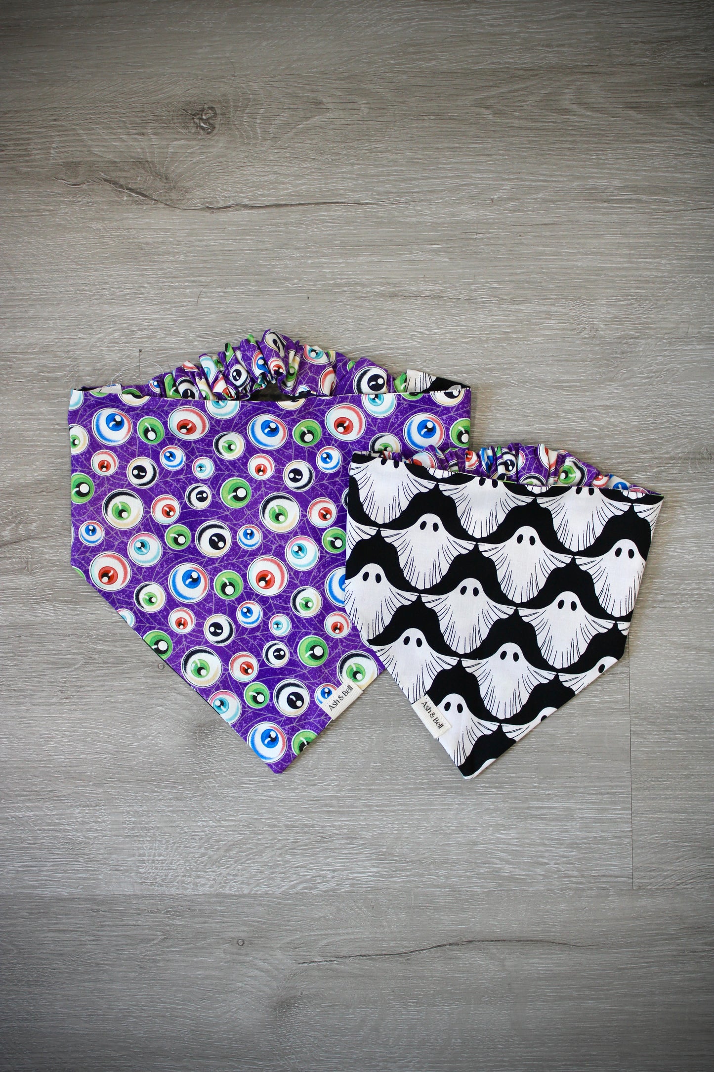 Spooky Ghosts and Eyeballs Reversible Scrunchie Pet Bandana