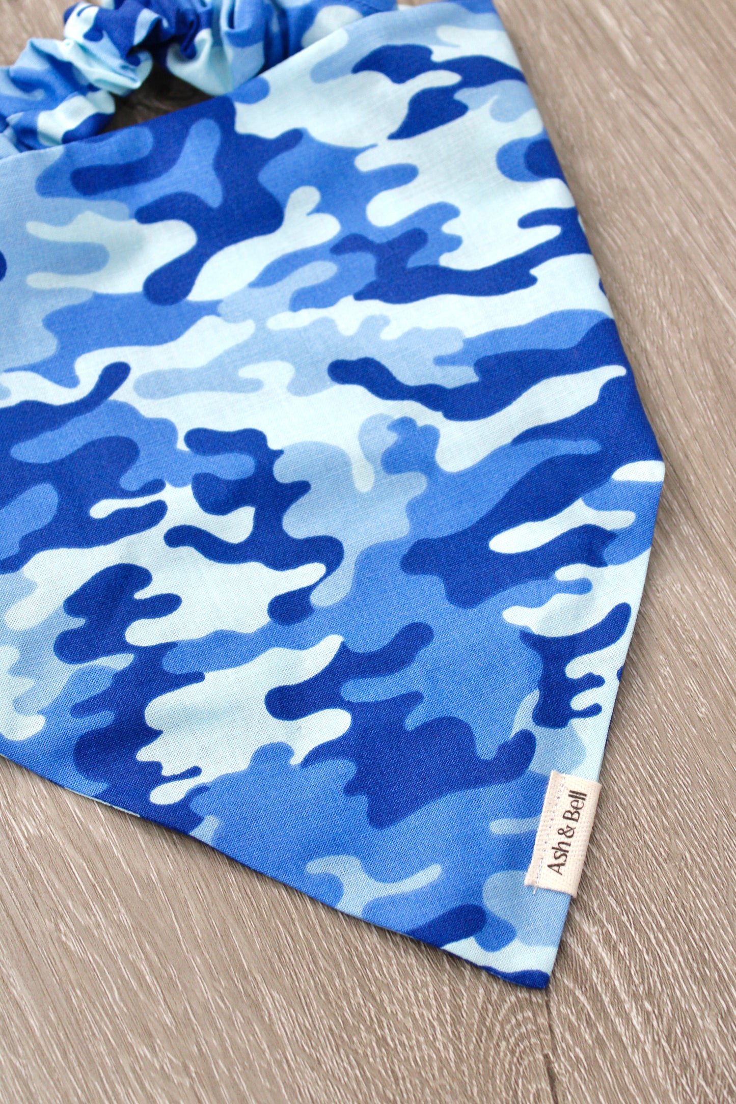 Blue Camo Print Scrunchie Pet Bandana