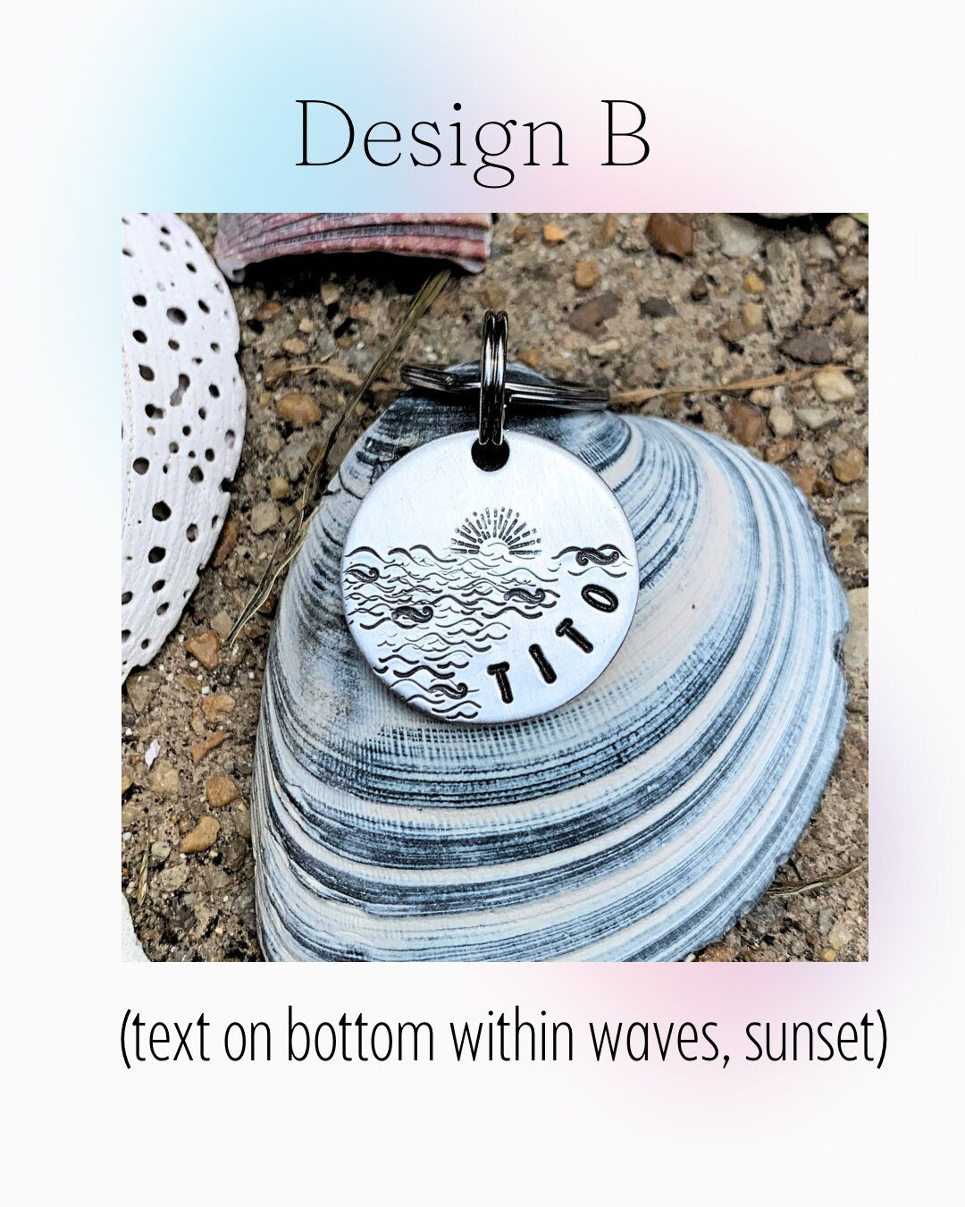Beachy Coastal Ocean Waves Sunset Pet tag , dog tag, cat tag, horse tag