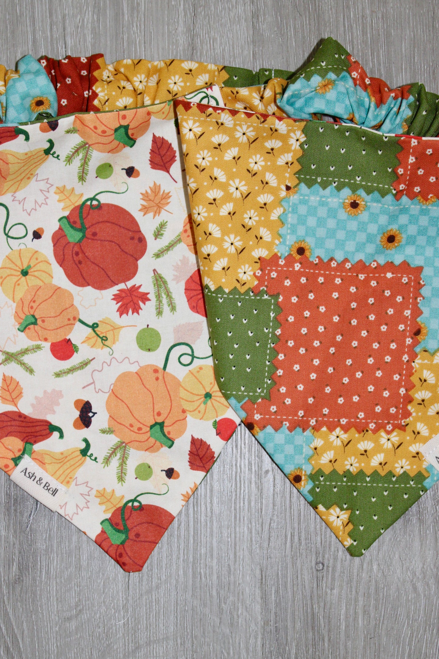 Pumpkins and Patchwork Scrunchie Pet Bandana