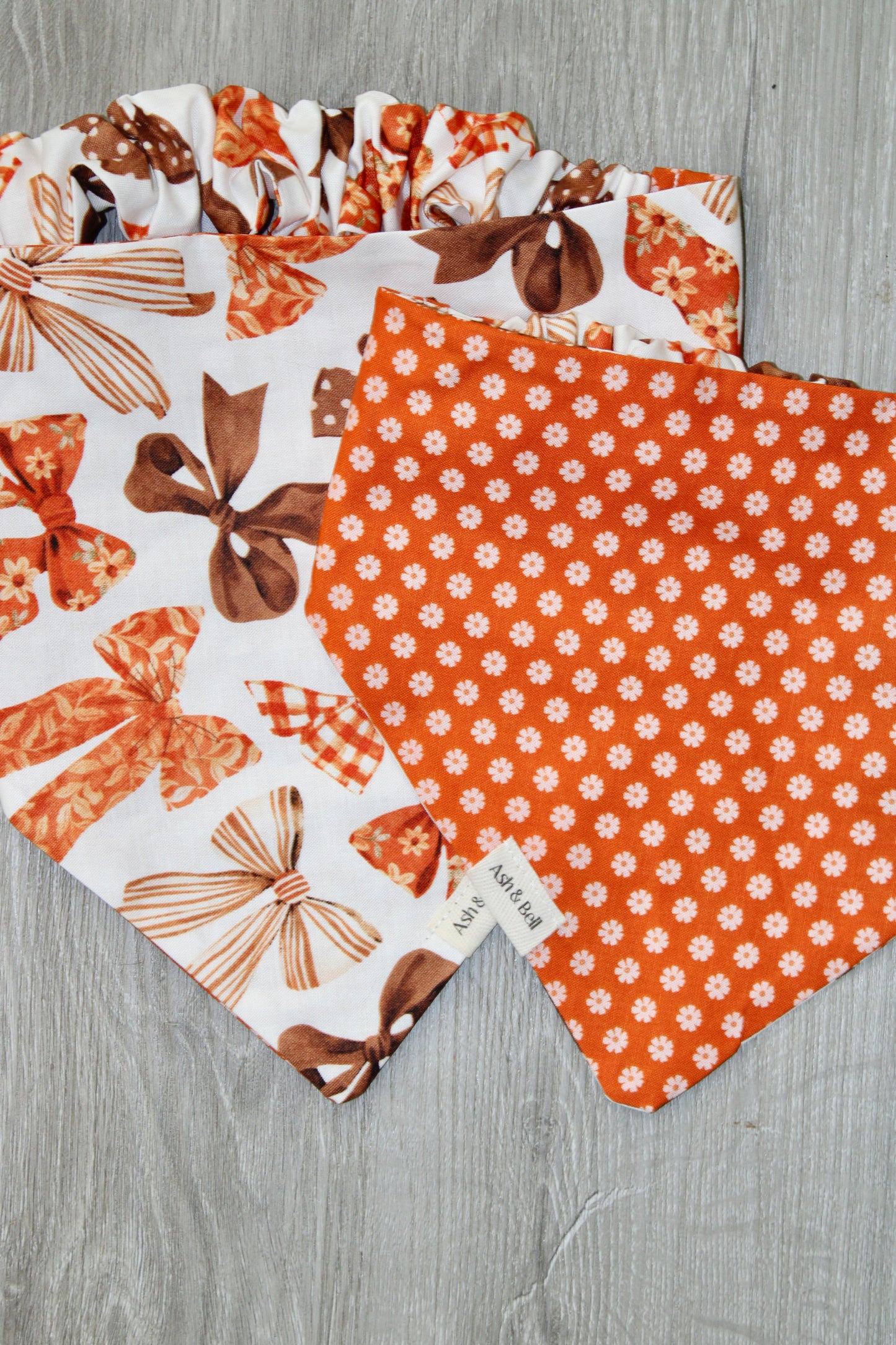 Autumn Bows and Orange Floral Scrunchie Pet Bandana