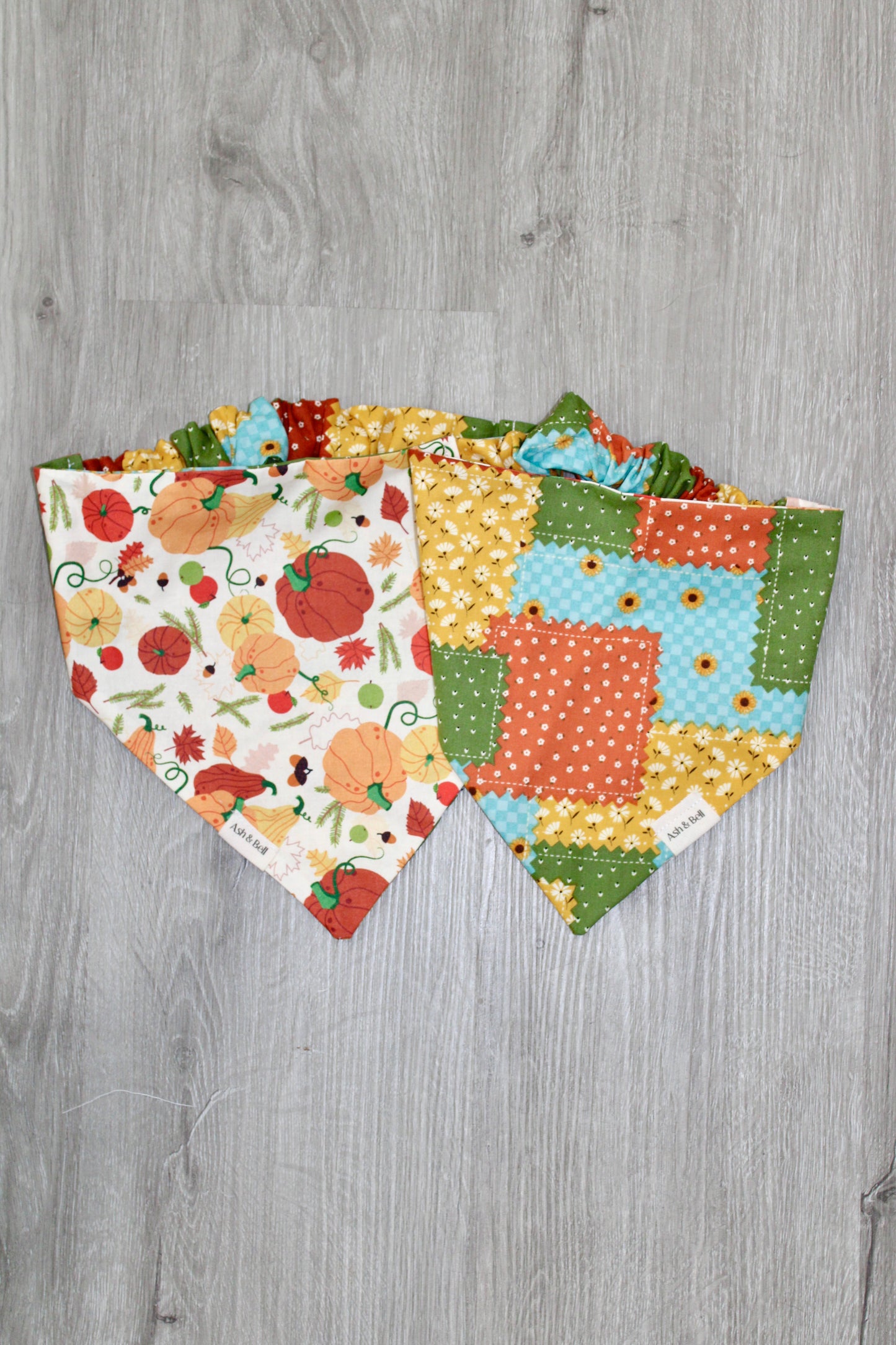 Pumpkins and Patchwork Scrunchie Pet Bandana
