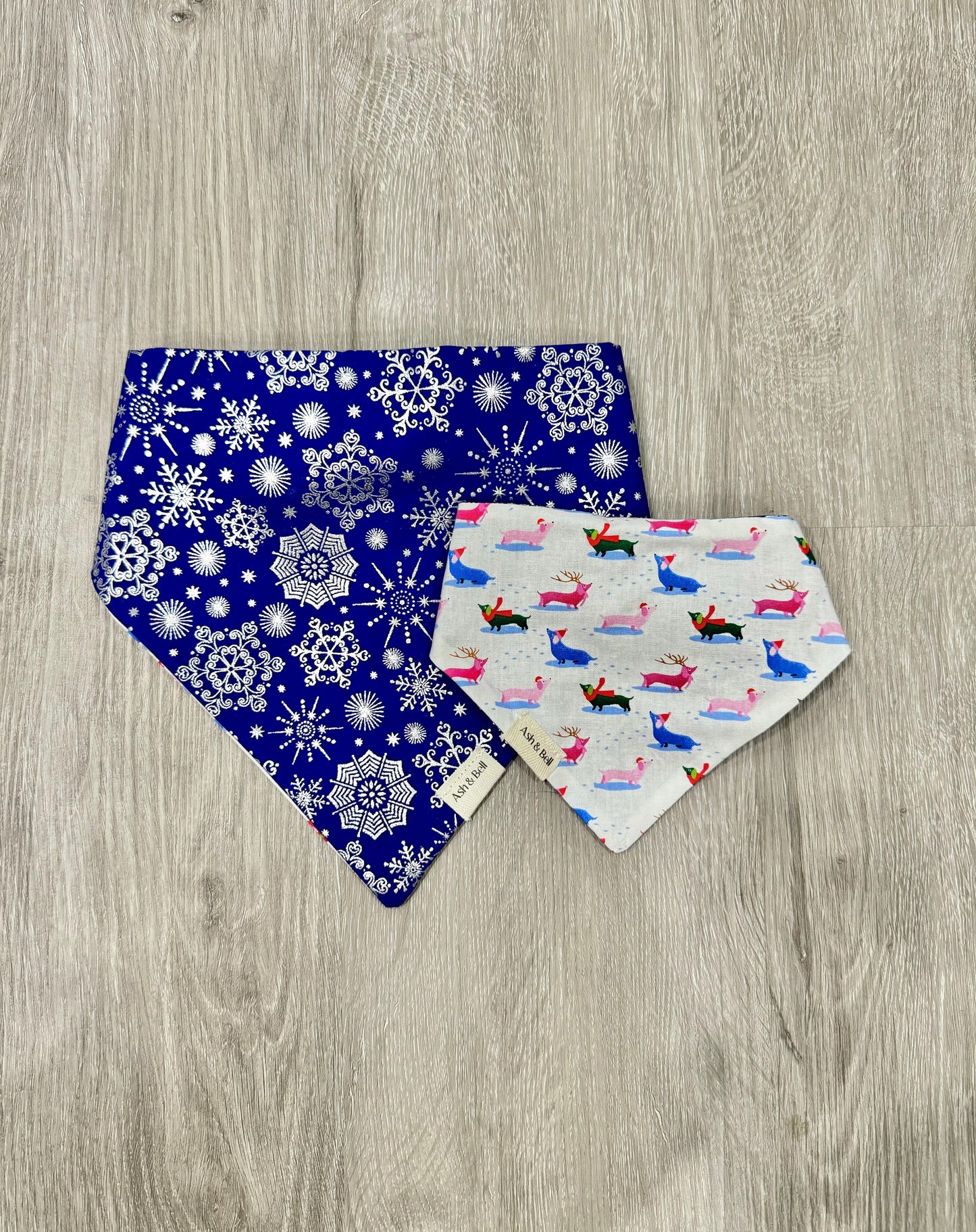 Blue Holiday Dachshunds  -Reversible Scrunchie Bandana