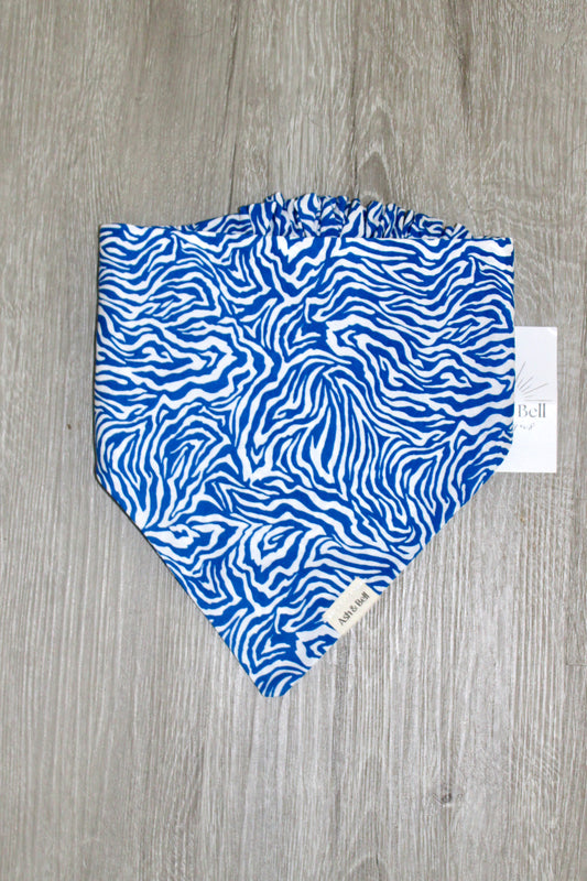 Blue Zebra Print Scrunchie Pet Bandana