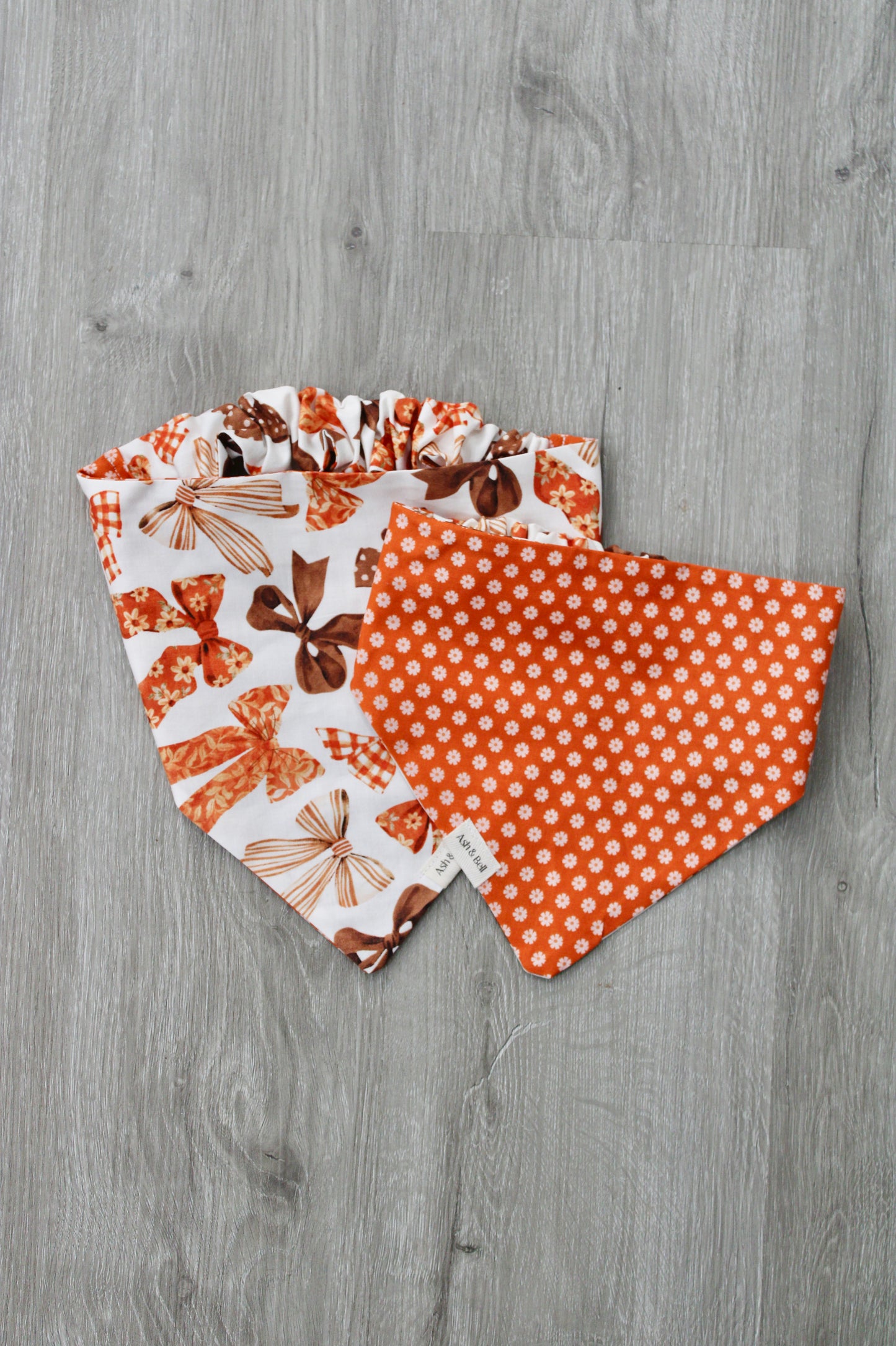 Autumn Bows and Orange Floral Scrunchie Pet Bandana