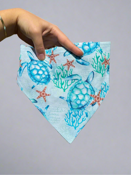 Turquoise Turtles-Scrunchie Bandana