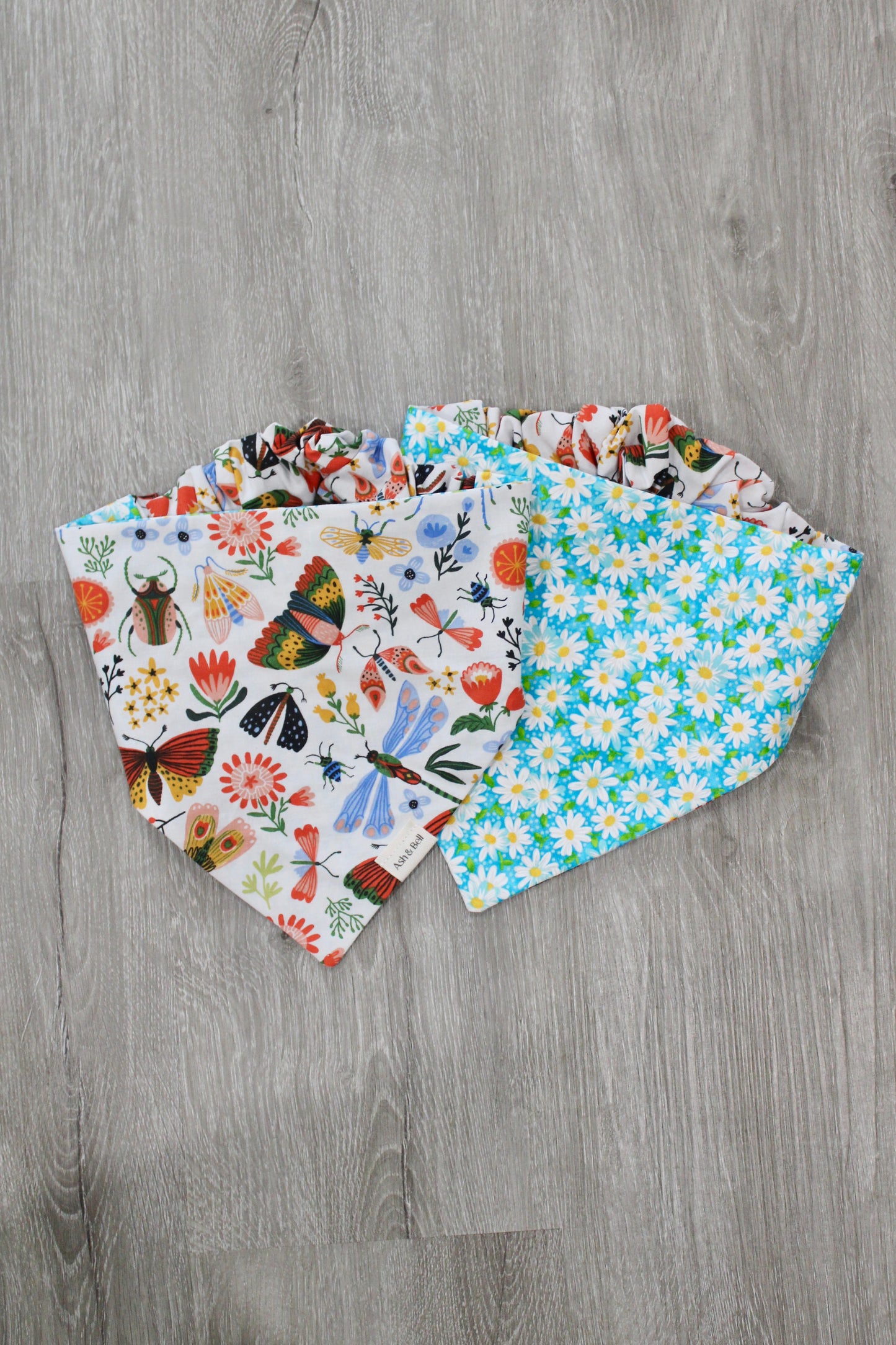 Blue Daisies and Bugs Reversible Scrunchie Pet Bandana