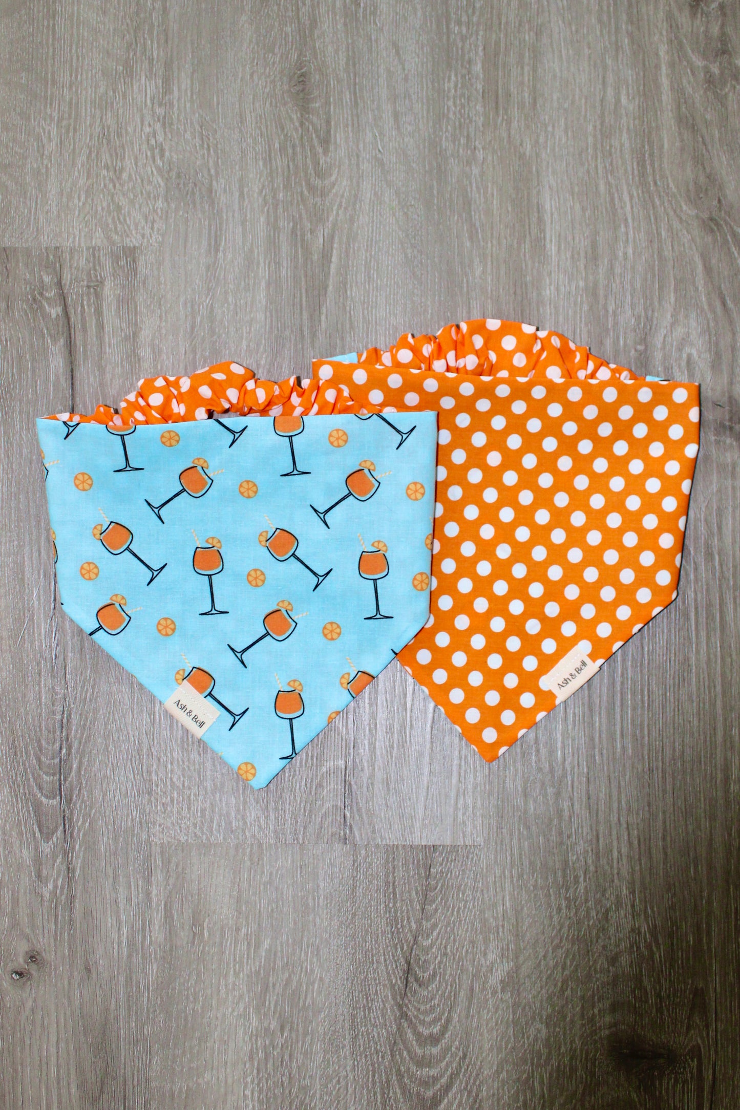 Aperol Sprits and Orange Polka Dots Reversible Scrunchie Pet Bandana