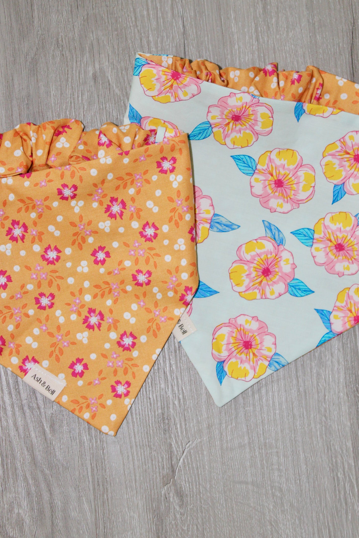 Orange Summer Floral Reversible Scrunchie Pet Bandana