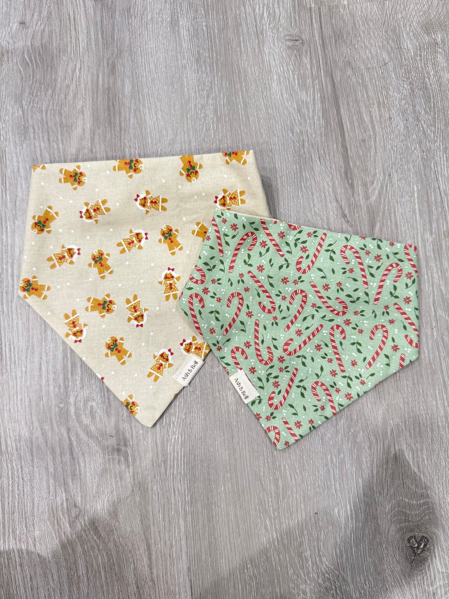 Gingerbread and Candy Canes -Reversible Scrunchie Bandana