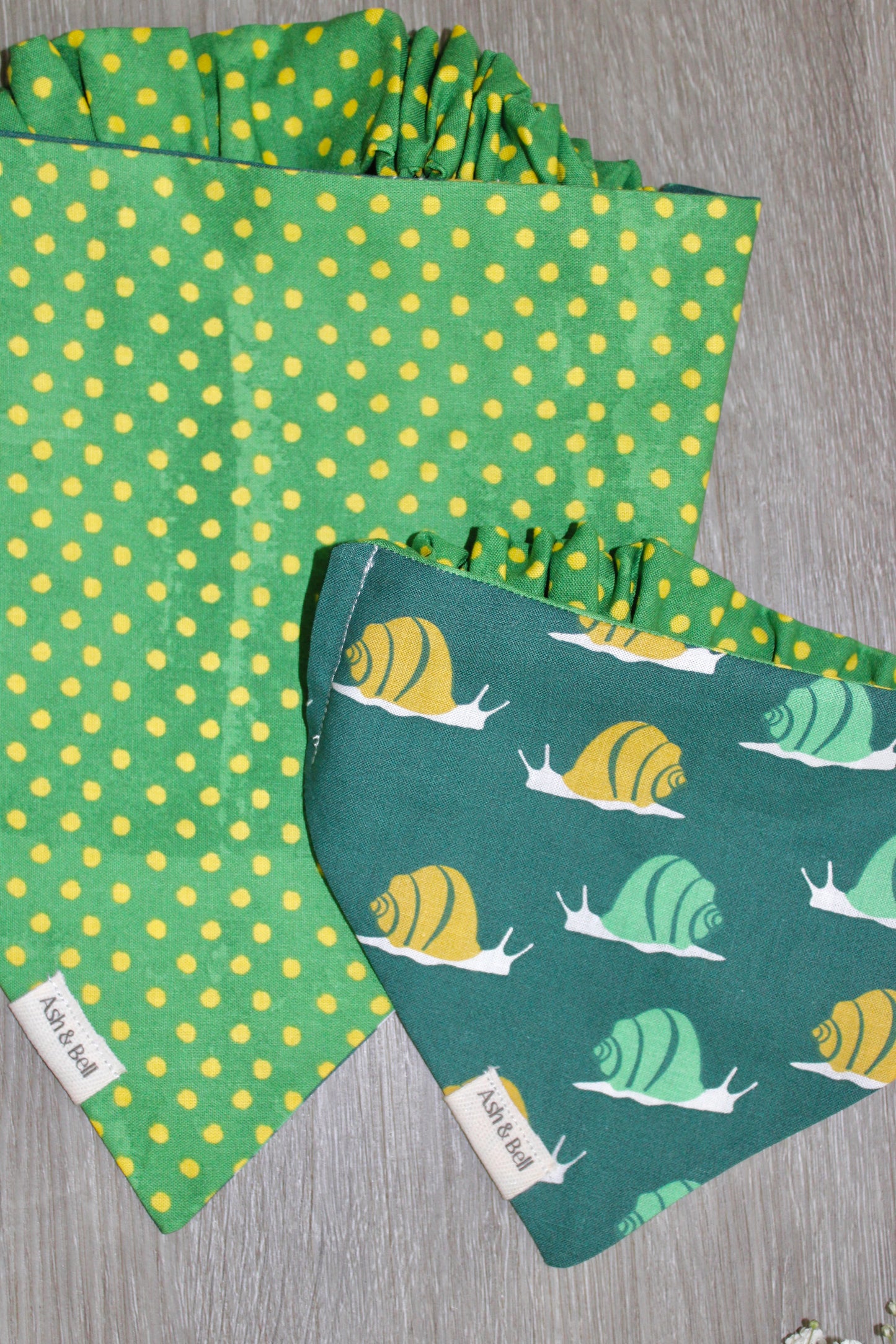 Snails and Polka-Dots Reversible Scrunchie Pet Bandana