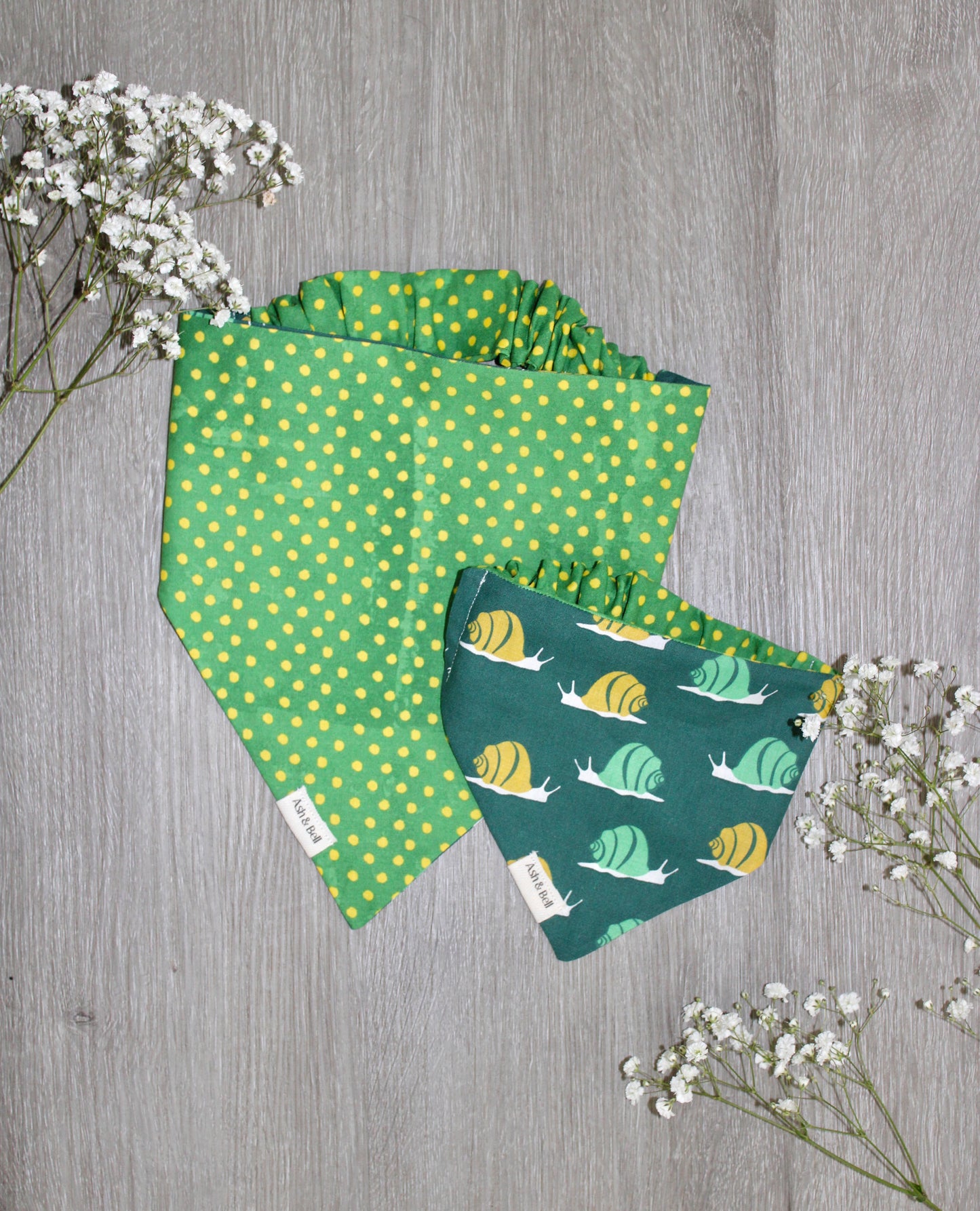Snails and Polka-Dots Reversible Scrunchie Pet Bandana