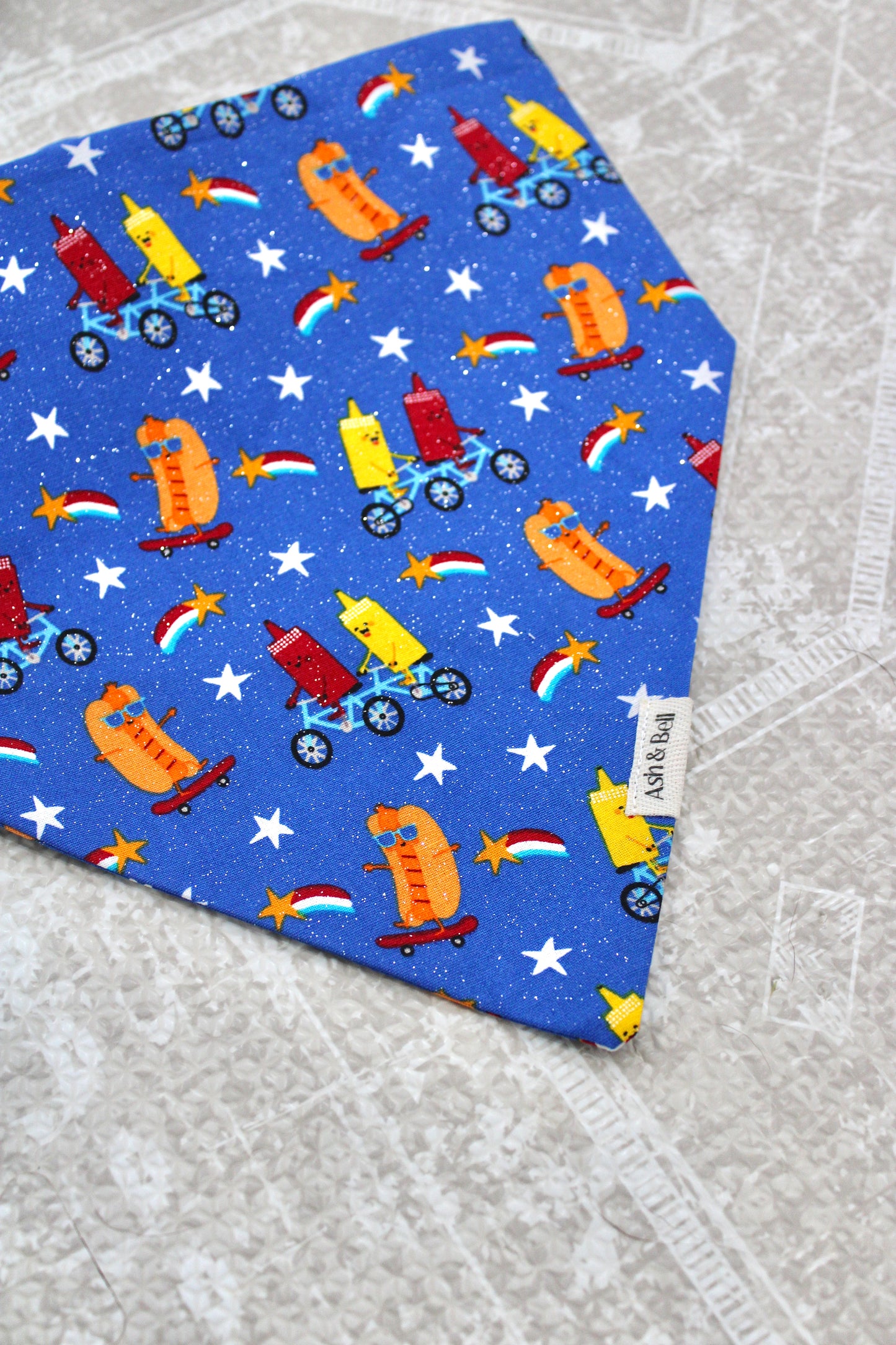 Summer Hot Dogs Shimmer Scrunchie Pet Bandana