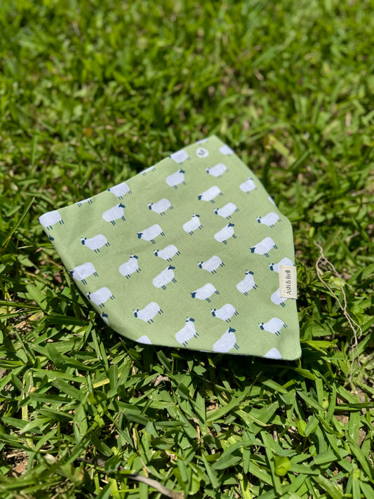 Green Sheep-Scrunchie Pet Bandana