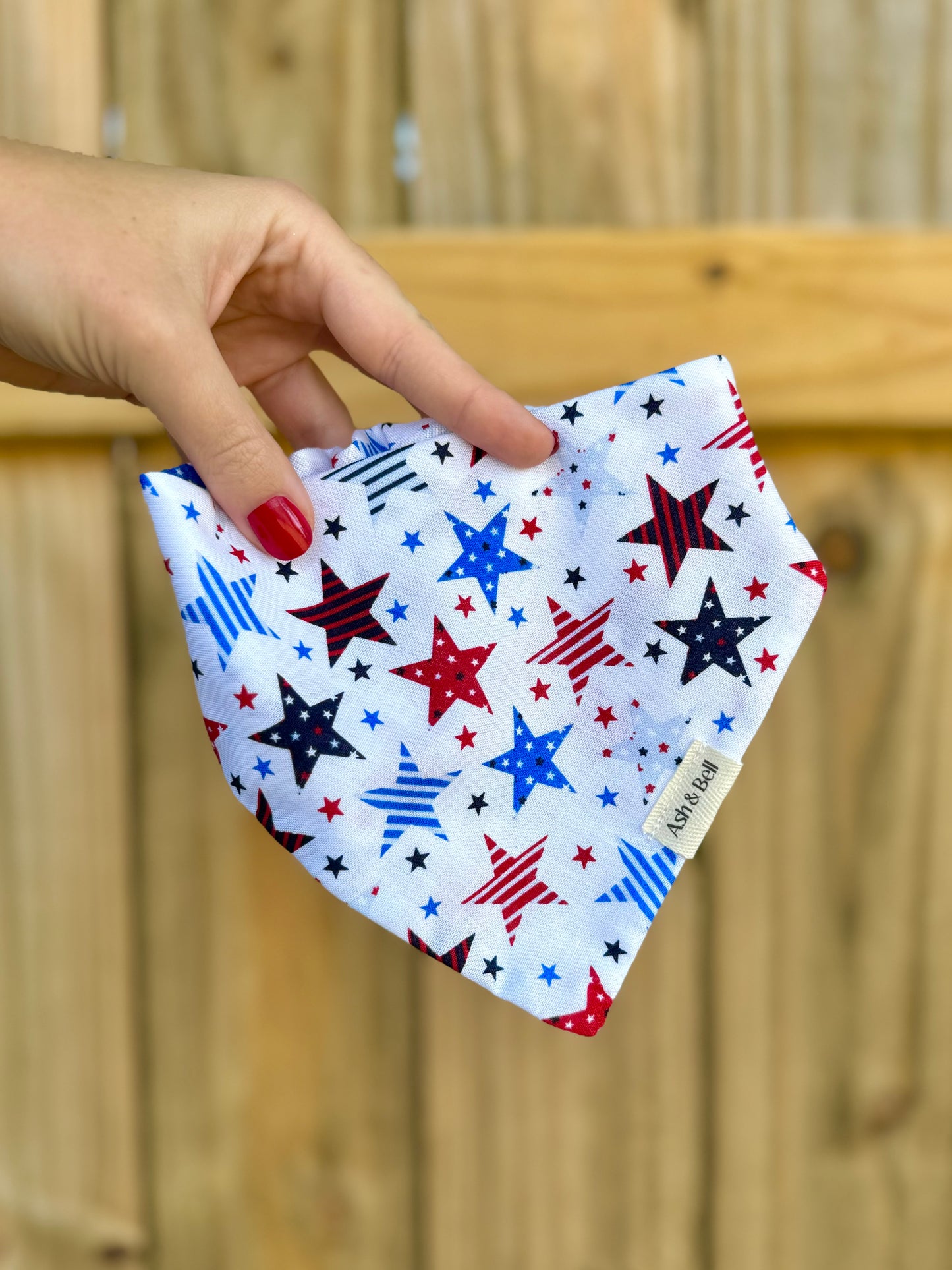 White USA Stars-Scrunchie Pet Bandana