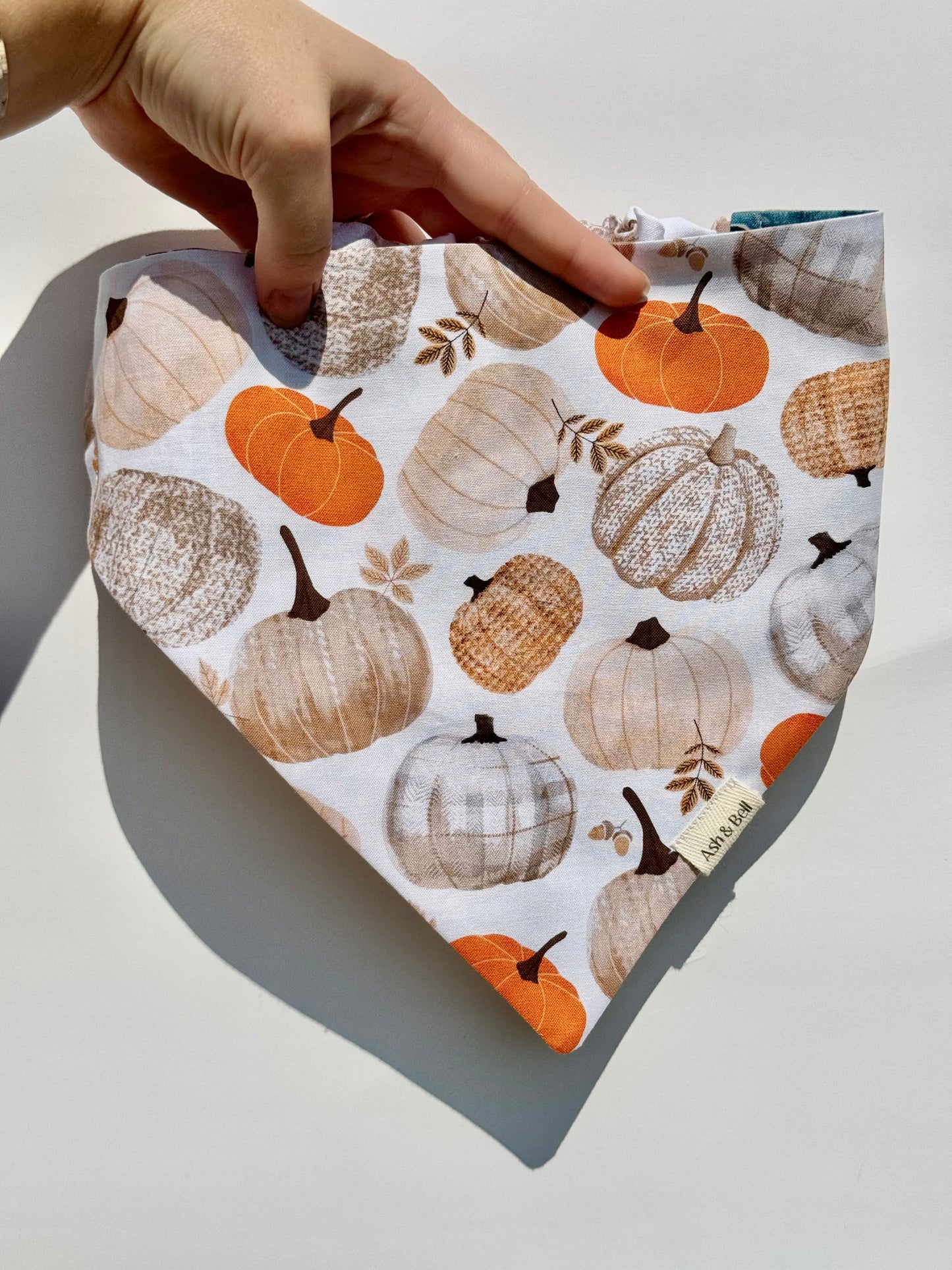 Reversible Pumpkin Harvest-Scrunchie Bandana