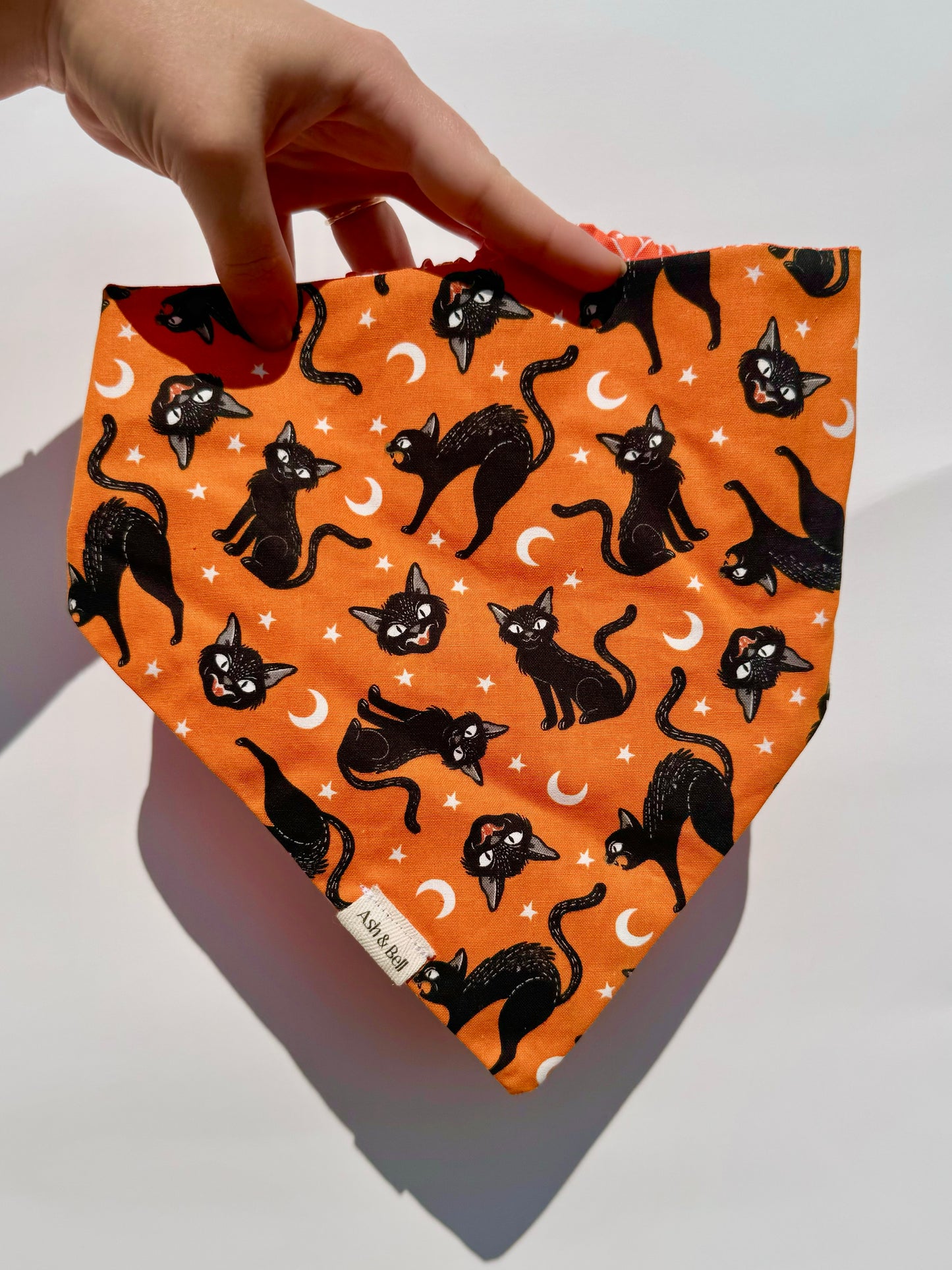 Reversible Black Cats/Spiderwebs-Scrunchie Bandana