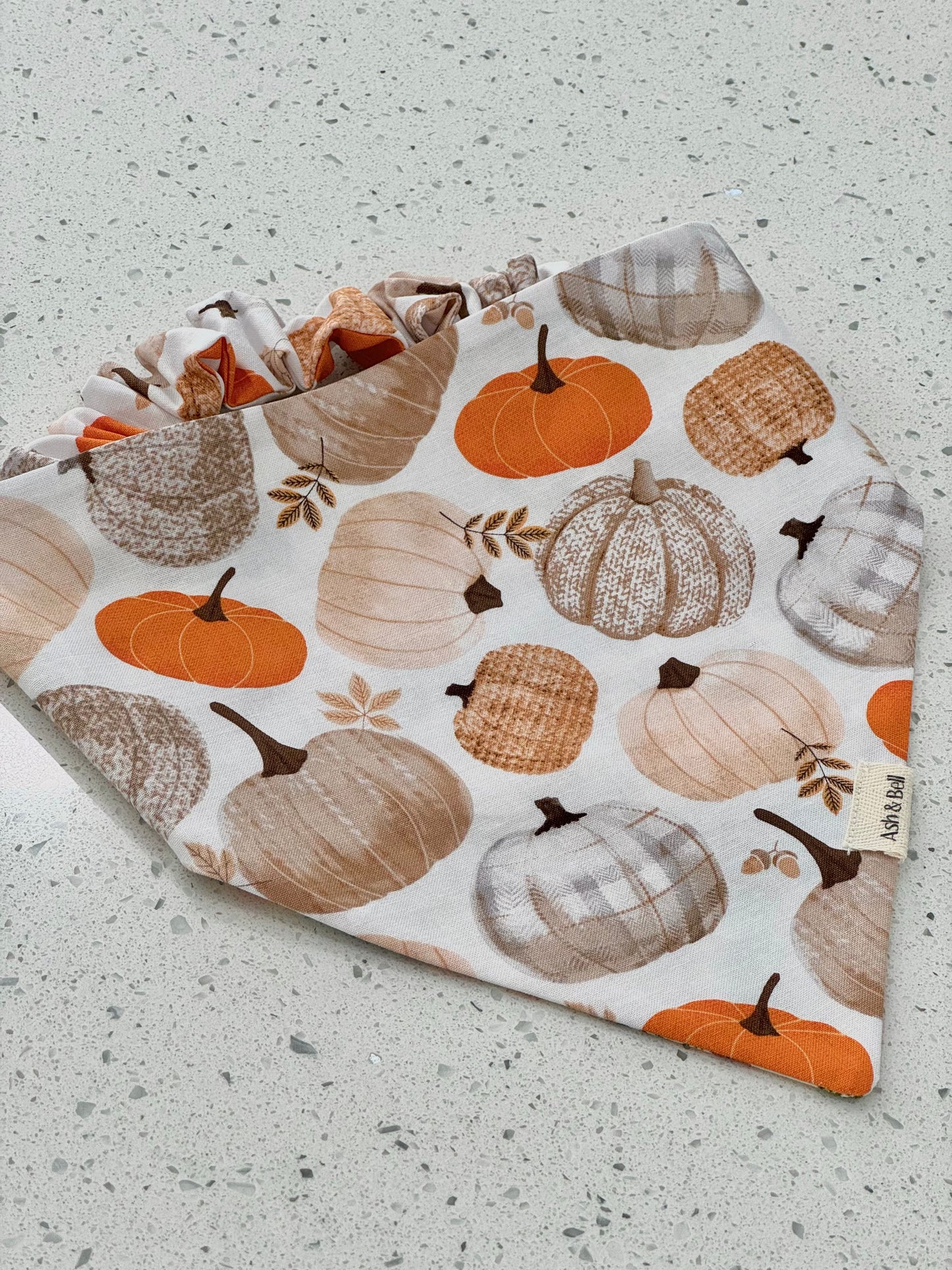 Reversible Pumpkin Harvest-Scrunchie Bandana