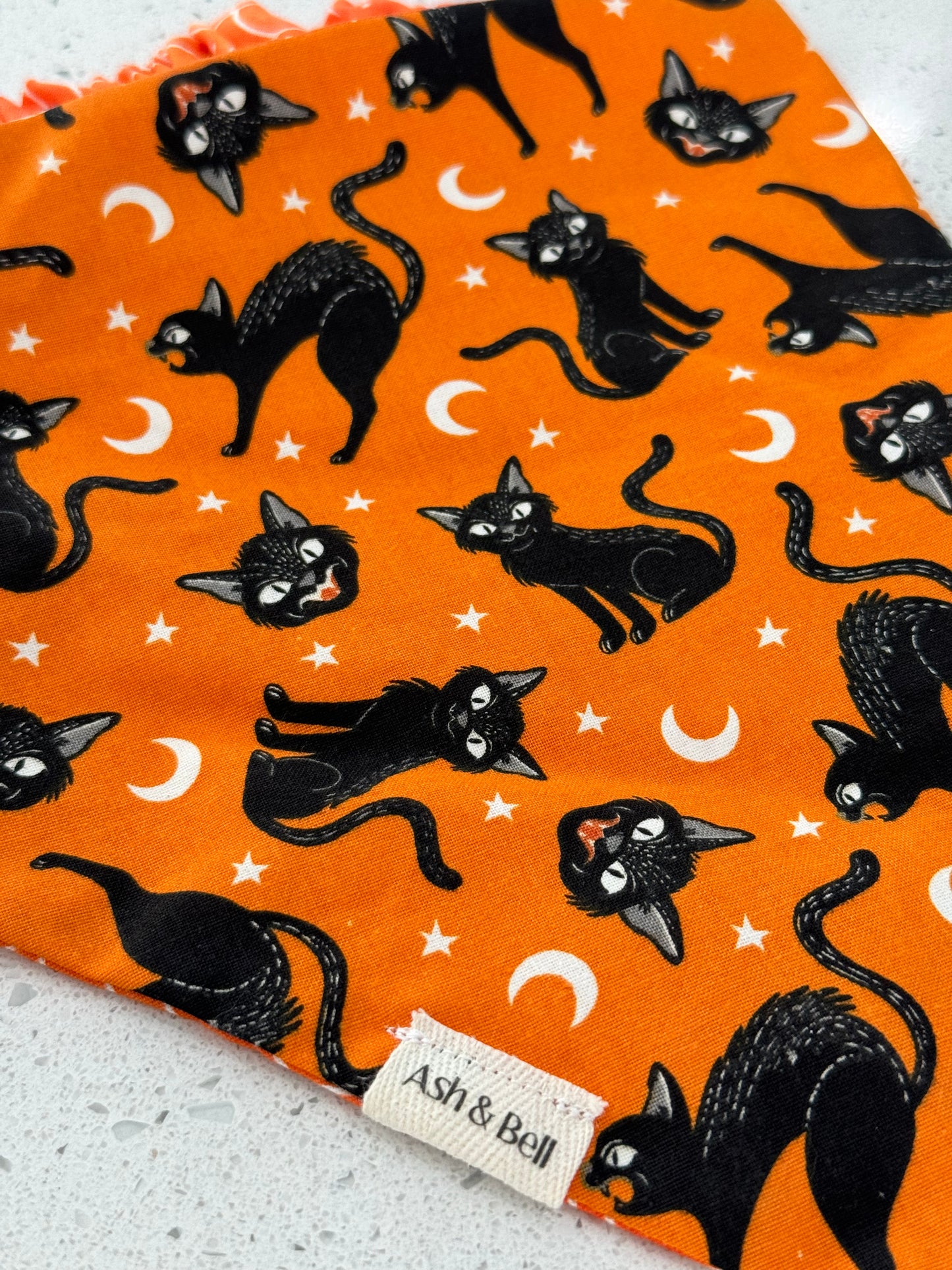 Reversible Black Cats/Spiderwebs-Scrunchie Bandana