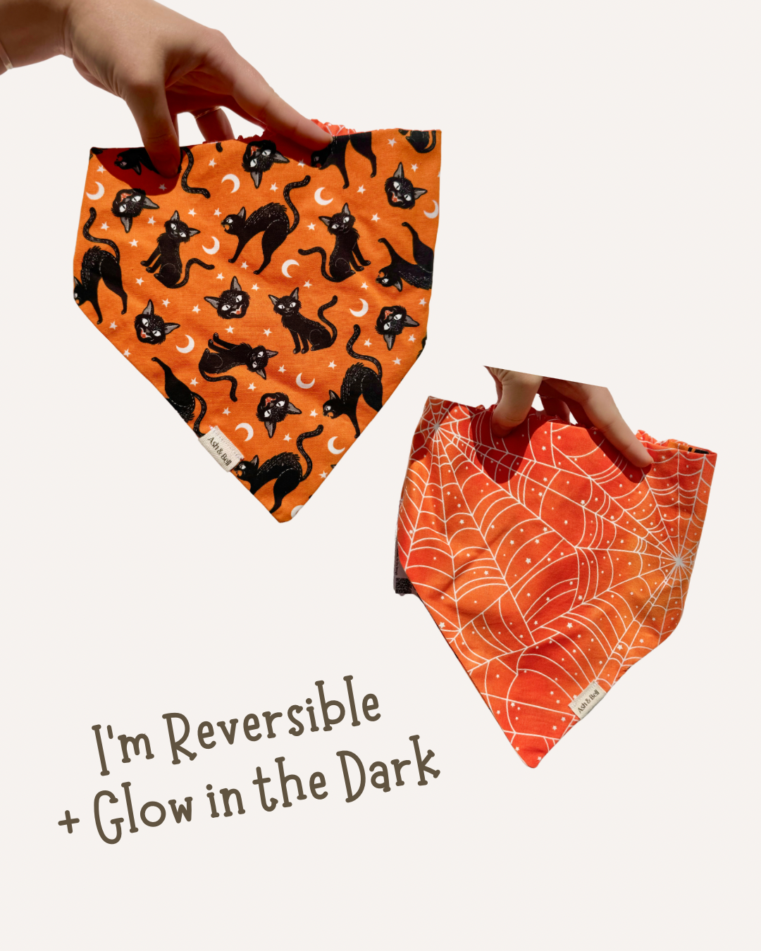 Reversible Black Cats/Spiderwebs-Scrunchie Bandana